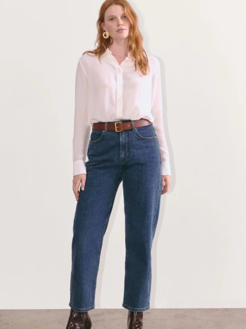 Everlane High-Rise Straight Jean in Dark Blue